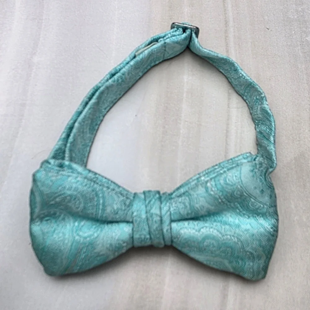Mens‎ Aqua Blue Paisley Bow Tie Adjustable Pre-Tied Formal Wedding Turquoise D1